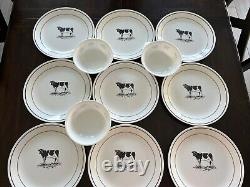 Corelle Annie's Cow 9 Dinner Plates And 3 Cereal Bowls Lot Of 12