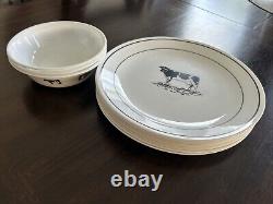 Corelle Annie's Cow 9 Dinner Plates And 3 Cereal Bowls Lot Of 12