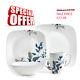 Corelle Square Kyoto Night 16pc Dinner Set Plate Bowl Cup Soup