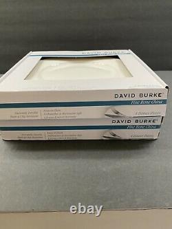 David Burke Fine Bone China White 10 3/4 Dinner Plates 8 piece set NEW