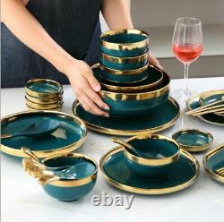 Dinner Plate Set Ceramic Dinnerware Kitchen Dishes Modern Elegant 25 Pcs/Lot New
