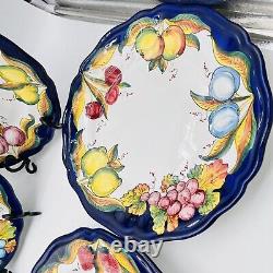 Dinner Plates Italy Dipinto A Mano Signed 11 1/4 Set Of 6