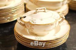Dinner Service 6 Person English vintage Cream Gold trim Grays England Plates set