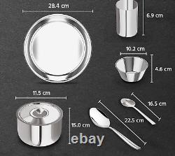 Dinner Set of 36 Pcs Stainless Steel 6 Full Dinner Plates 6 Glasses 12 Veg