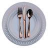 Dinner Wedding Disposable Plastic Plates & Silverware Set, Rose Gold Oval