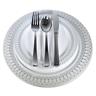 Dinner Wedding Disposable Plastic Plates & Silverware Set, Silver/ Gold Oval