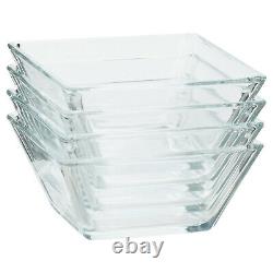 Dinnerware Set 12 Pcs Modern Square Thick Clear Glass Dinner Plates Bowls Dishes
