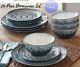 Dinnerware Set 24-piece Dinner Plate Dishes Service For 8 Christmas Teal Medalli