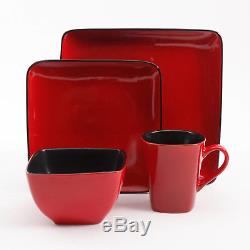 Dinnerware Set 32 Piece Dish Sets for 8 Dinner Red Tableware Plates and Bowls