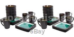 Dinnerware Set 32-Piece Turquoise Stylish Plates Bowls Mugs Kitchen Dinner NEW