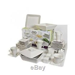 Dinnerware Set Square Dishes 45-Piece Banquet Dinner Plates Kitchen Bowls NEW