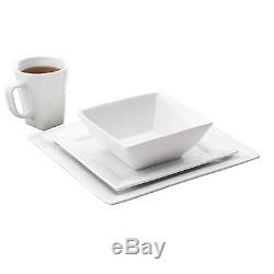 Dinnerware Set Square Porcelain Dinner Plates Kitchen Plate Bowl Cups 16 Piece