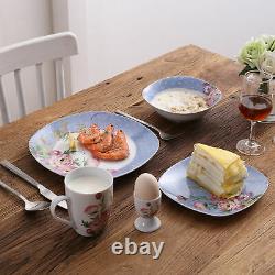 Dinnerware Set VEWEET 40pcs Porcelain Flower Pattern Plates Bowls Mugs Tableware