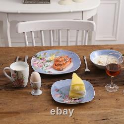 Dinnerware Set VEWEET 40pcs Porcelain Flower Pattern Plates Bowls Mugs Tableware