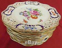 Dresden Carl Thieme Hand Painted Reticulated Dinner Plates, c1900 Set of 10
