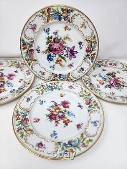 Dresden Schumann Bavaria Empress Flowers Large Dinner Plates Set 4 10 7/8