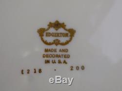 EDGERTON Gold Gilt Floral Cabinet Dinner Plates Set of 12