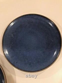 Edith Heath Ceramics Vintage Dinner Plates Moonstone Blue 10.75 Set of Four