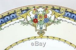 English Hand Enameled Set 10 Dinner Plates Minton Bone China B1090 Deco Flowers