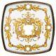 Euro Porcelain 10 White Square Dinner Plates Greek Key Medusa 24k Gold Set Of 6