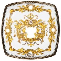 Euro Porcelain 10 White Square Dinner Plates Greek Key Medusa 24K Gold Set of 6