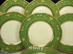 Exquisite Bavaria Eldora Gold Encrusted Green Dinner Plates Set Of 12