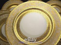 Exquisite Bavaria Heinrich & Co Gold Encrusted Dinner Plates Set Of 12