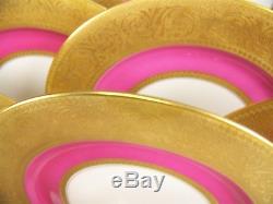 Exquisite Crown Imperial Gold Encrusted Dinner Plates Set Of 12
