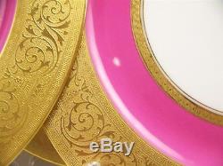 Exquisite Crown Imperial Gold Encrusted Dinner Plates Set Of 12