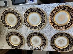 Exquisite K&A Krautheim Selb Bavaria 11 Dinner Plates (Set of 6) Black & Gold
