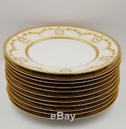Exquisite Limoges Gold Encrusted & Jewels Dinner Plate Set Of 11