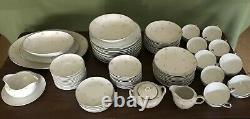 Exquisite Snowflake Japan Fine China Dinner Set for 12 Seventy Years Old 93 Pcs