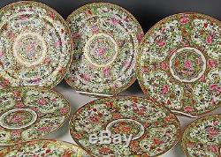 Fabulous Set Of 9 Antique Chinese Export Famille Rose Porcelain Dinner Plates