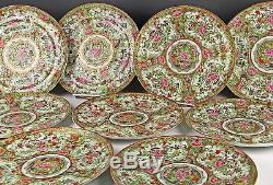Fabulous Set Of 9 Antique Chinese Export Famille Rose Porcelain Dinner Plates