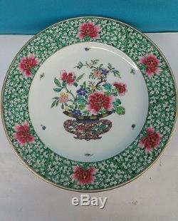 FRENCH FAMILLE ROSE STYLE PLATES SET OF 6 PIECES 10 1/2 inches
