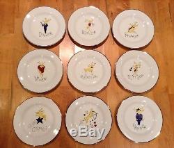 FULL Set of ALL 9 Pottery Barn REINDEER DINNER Plates with RUDOLPH