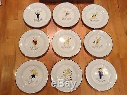 FULL Set of ALL 9 Pottery Barn REINDEER DINNER Plates with RUDOLPH Complete