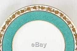 Fab Set 6 Dinner Plate Wedgwood China W3992 Whitehall Powder Turquoise Blue Gold
