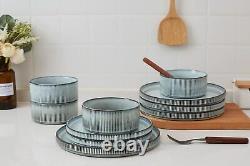 Famiware Star Dinnerware Sets, Plates and Bowls Set For 4, 12 Piece Dish Set