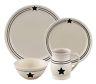 Farmhouse Black And Cream Country Star Dinnerware, Stoneware, Choice Of Sets