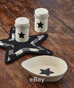 Farmhouse Black and Cream Country Star Dinnerware, Stoneware, Choice of Sets