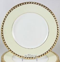 Fine Full Set 12 Dinner Plates Minton China Commodore S112 Embossed Gold Cream
