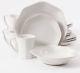 Fleur De Lis 16 Piece White Dinnerware Dishes Set Dinner Plates Dish Kitchen Cup