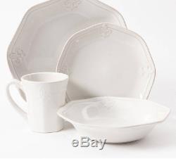 Fleur de Lis 16 piece White Dinnerware Dishes Set Dinner Plates Dish Kitchen Cup