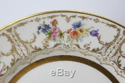 Full Set of 12 Floral & Gold 10.5 Dinner or Service Plates by Wm Guerin Limoges