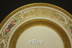 George Jones Crescent Heavy Gold Encrusted Set Of 12 Dinner Plates 10.5 Antique