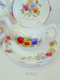 Gorgeous 21 pc Corning Corelle Summer Blush Dinner Set Plates Sugar Bowl Teapot+