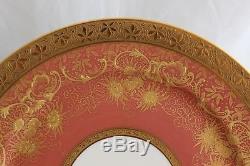Gorgeous Antique Set 12 W. Guérin Limoges gold encrusted DINNER CHARGER PLATES