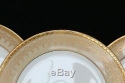Gorgeous Antique Set 6 CAULDON ENGLAND Dinner plates Beige Gold Encrusted 5525