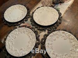 Gracious Goods GG Collection Set of 4 Dinner Plates Acanthus Leaf & Chargers